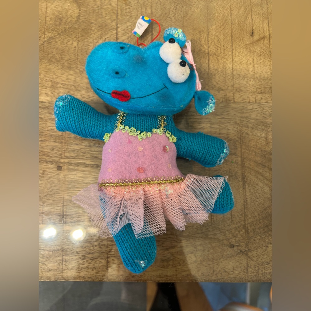 Rare Blue hippo ballerina ornament